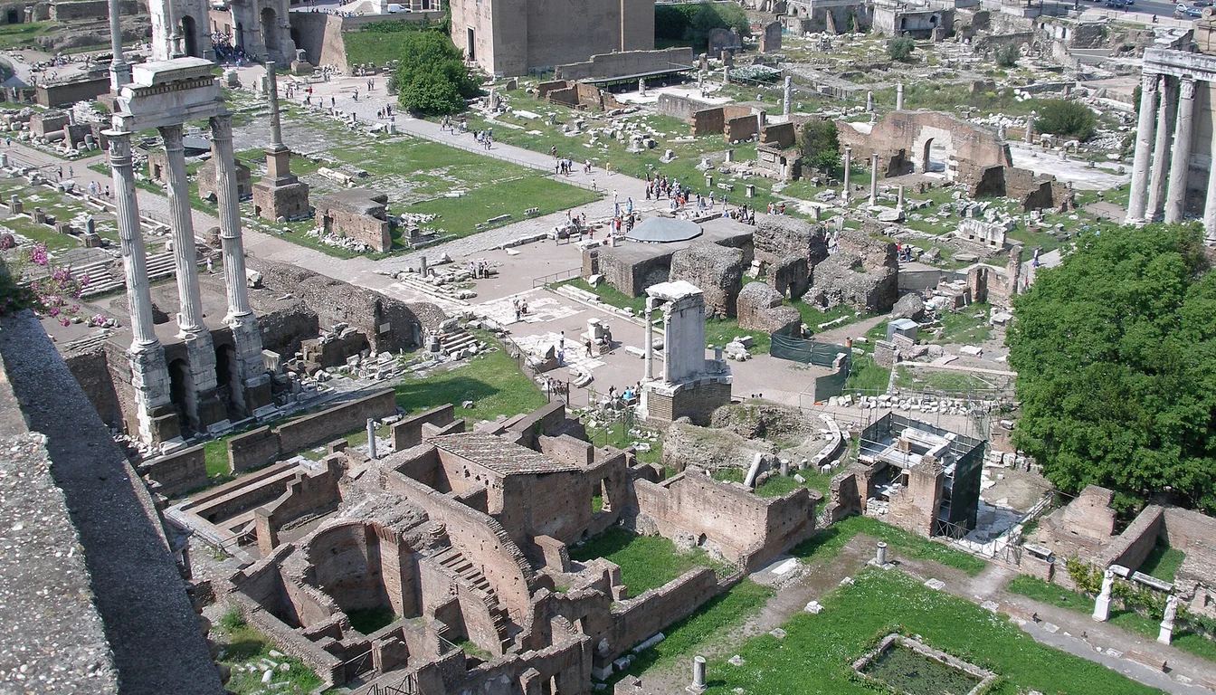 Ruins and columns in the Roman Forum