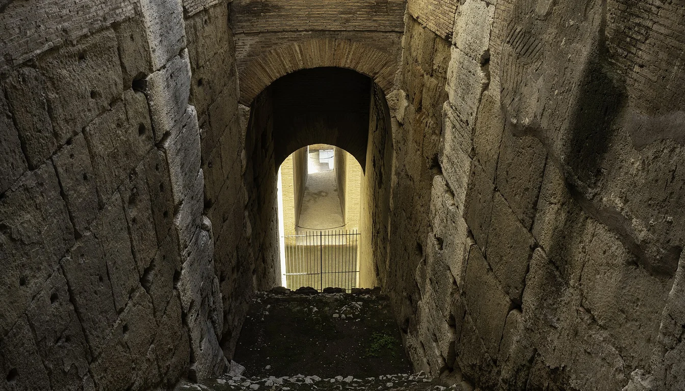 Stone passage and arches inside the Colosseum