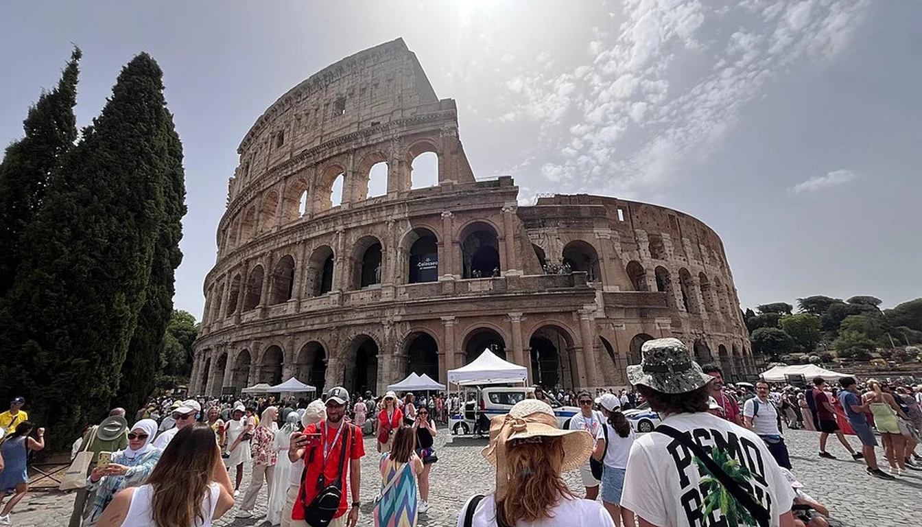 Front view of the Colosseum arches