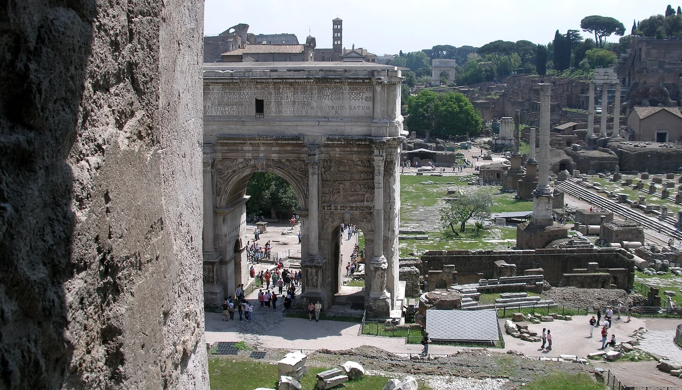 Ancient ruins in the Roman Forum in Rome