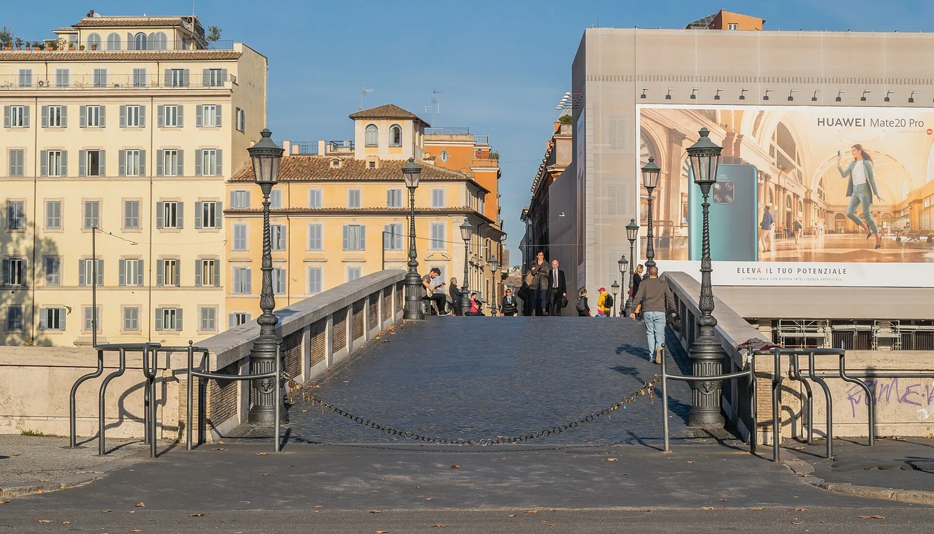 The pedestrian surface of Ponte Sisto in Rome