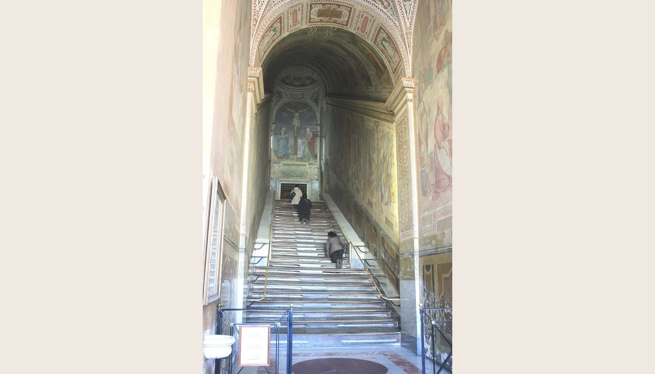 The Holy Stairs inside their sanctuary in Rome