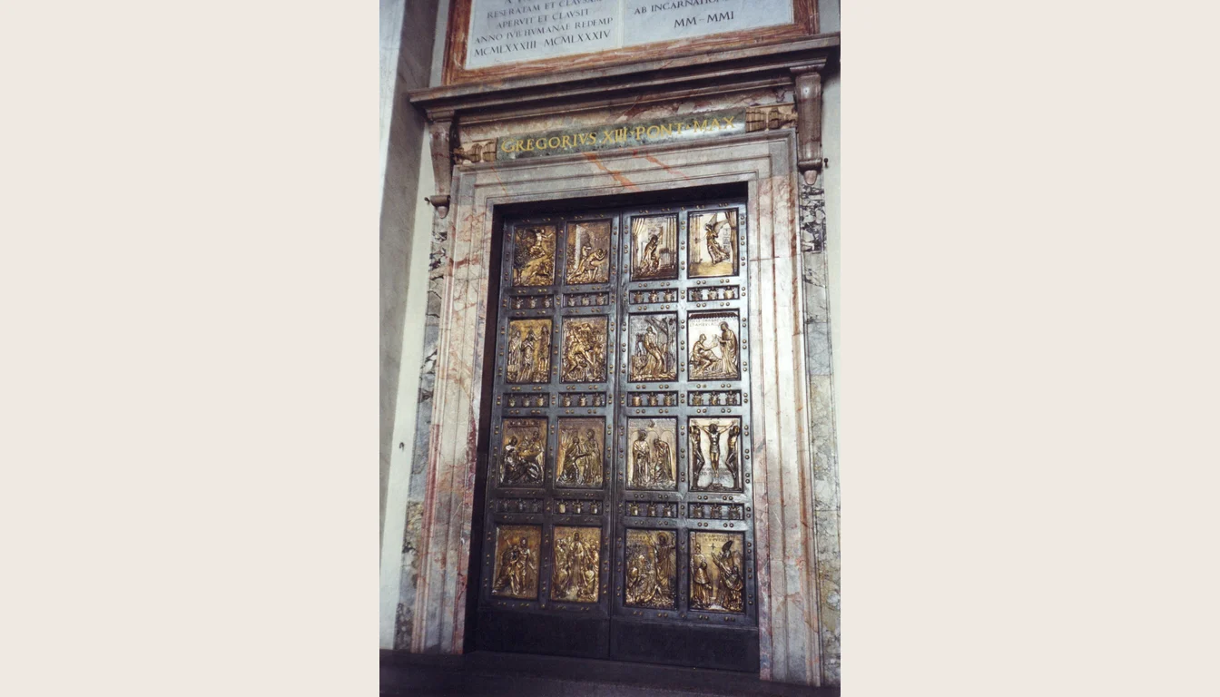 Bronze relief panels on the Holy Door at St Peter's Basilica